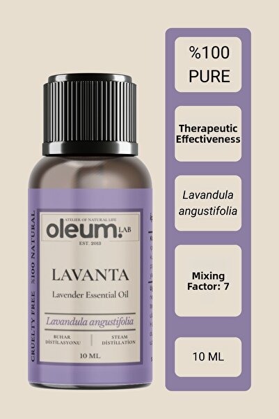 Oleum Lab زيت اللافندر العطري 10 مل، نقي 100% وفعال علاجيًا (النوم، الاسترخاء...