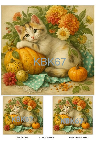 LİNEART قطعة ديكوباج نحاسية بتصميم قطة وقرع مقاس 29*42 سم من KBK67