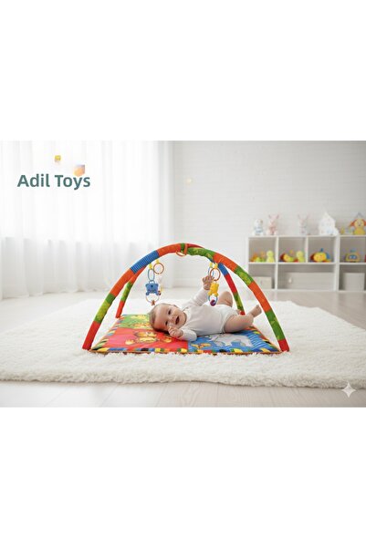 ADİL OYUNCAK Baby Cheerful Animals Play Mat Cushion with Toys