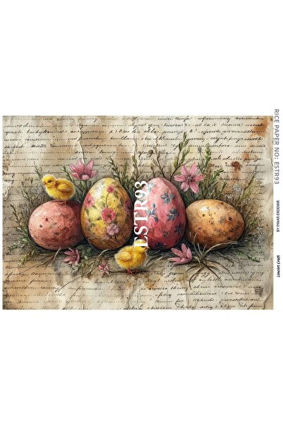LİNEART Estr93 Easter, Egg, Chick Patterned 29*42 cm Brass Decopage