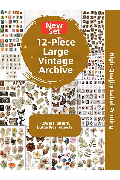 alışveriş kurdu Set de 12 autocolante vintage 2 - Autocolant pentru planifica...