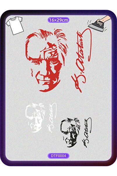 DYENOTE رقاقة قماشية مطبوعة بتوقيع كمال أتاتورك قابلة للكي على الملابس DTF Arma