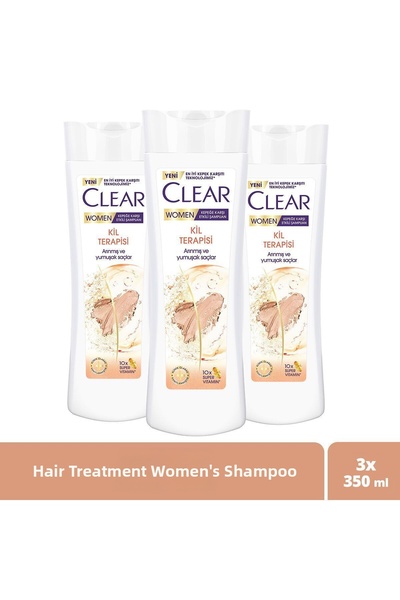 Clear Șampon anti-mătreață pentru femei cu argilă 350 ml x3
