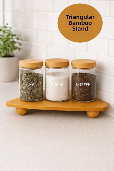 İLİVA Bamboo Triangle Corner Shelf |   Countertop Bathroom & Kitchen Organize...