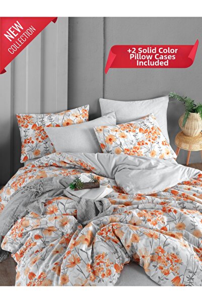 MYSTORY HOME COLLECTION 4-Piece Double Duvet Cover Set Naranj