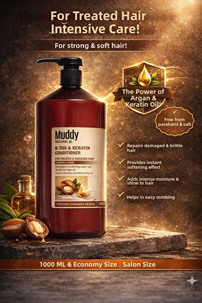 Muddy بلسم إصلاح ب-توكس والكيراتين للشعر التالف للغاية 1000 مل8697426736754