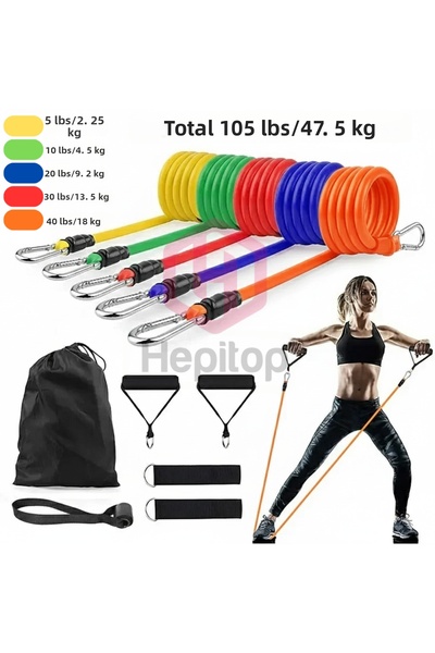 VAYNE 16 Piece Resistance Rubber Set Latex Resistance Band with Bag