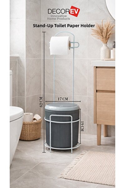 decorev Modern Click Lid 5 Lt Bathroom Bucket and Toilet Paper Holder – 2-in-...