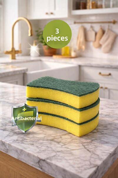 grimorlife 3-Piece Dish Sponge Mega Economic Package, Multi-Purpose Surface S...