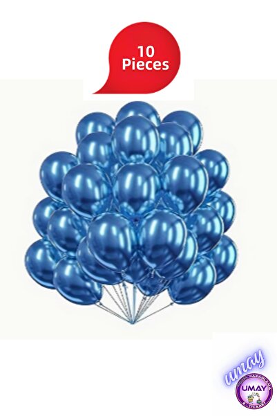 Atom 10 Pcs 12 Inch Metallic Blue Balloons |   Helium Compatible Shiny Latex ...