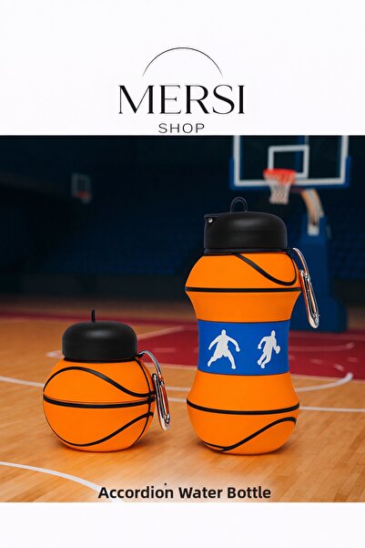 Mersi SHOP Foldable Accordion Water Bottle with Basketball Design – for Sport...