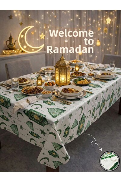 Soft Kare Liquid-Proof Ramadan Tablecloth – Stain-Resistant, Wipeable and Was...