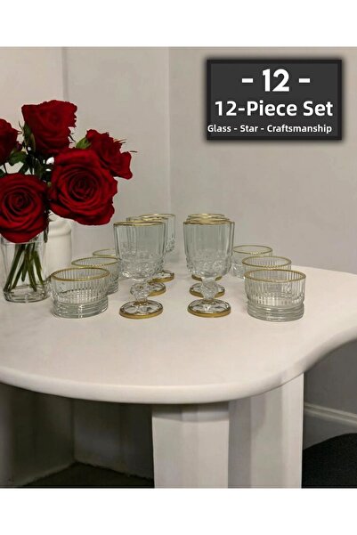 gkzglass home dekor طقم تقديم زجاجي مكون من 12 قطعة من زجاج الأوركيد النبيل ا...