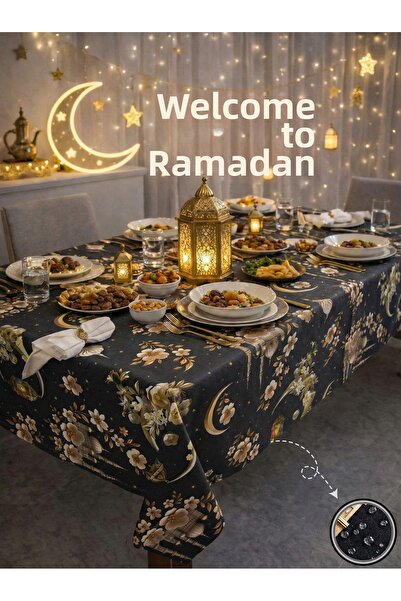 Soft Kare Liquid-Proof Ramadan Tablecloth – Stain-Resistant, Wipeable and Was...