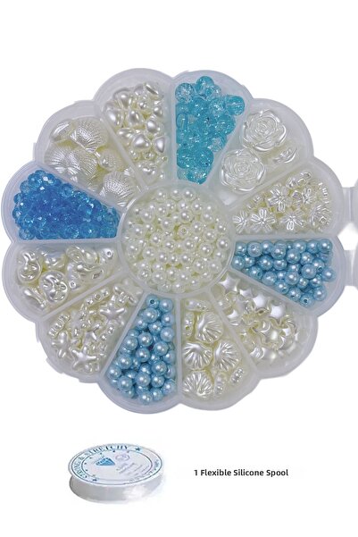 By MO Accessories Set de bijuterii din noul sezon cu mărgele albastre și perl...