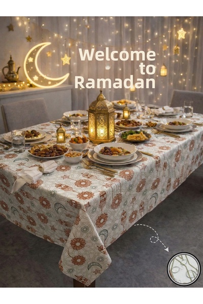 Soft Kare Liquid-Proof Ramadan Tablecloth – Stain-Resistant, Wipeable and Was...