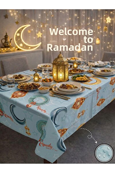 Soft Kare Liquid-Proof Ramadan Tablecloth – Stain-Resistant, Wipeable and Was...