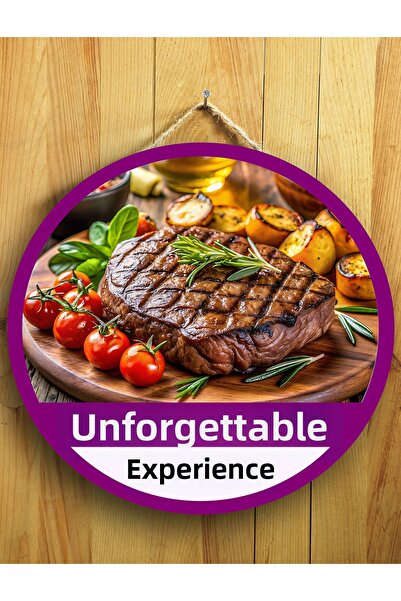 Mayeka Semn din lemn pentru ușă, cu mesaj „Steak Wall”, pentru restaurante de...