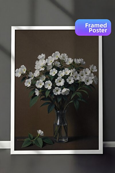 Zestia Tablou înrămat alb, Buchet de flori albe – Botanică în pasteluri, Post...
