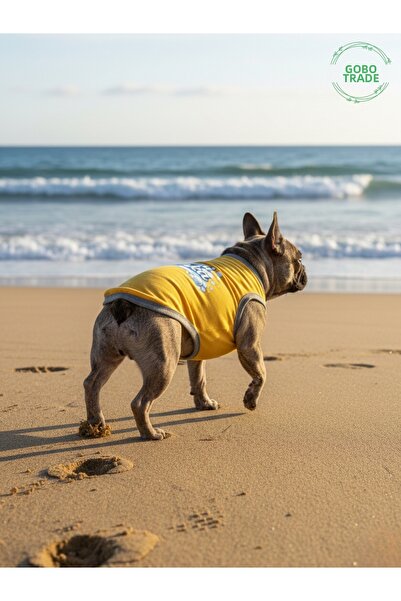 Gobo ملابس للقطط والكلاب مطبوعة باللون الأصفر - تي شيرت للحيوانات الأليفة مقا...
