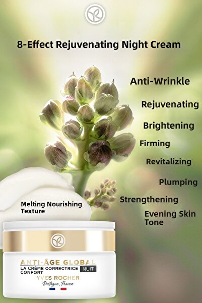 Yves Rocher Anti-Aging Night Care Cream That Renews and Strengthens the Skin ...