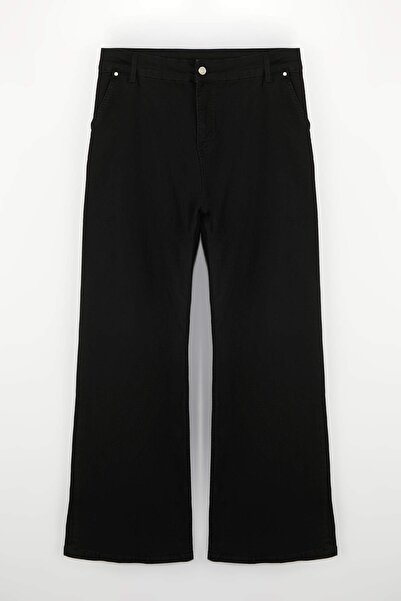 Trendyol Curve Schwarze High-Waist-Jeans in normaler Länge, bequem/mittelflex...