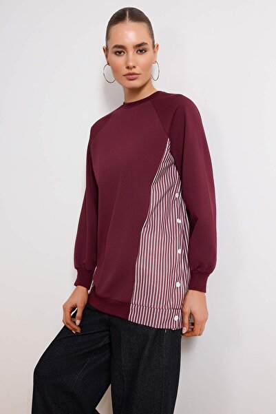 Trendyol Modest Бордо Regular 2 нитки трикотаж Прямий трикотаж Хіджаб Світшот...