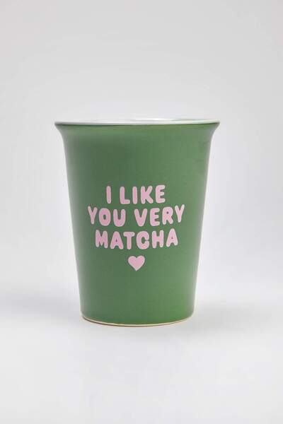 TRENDYOLMİLLA HOME Cană Matcha cu slogan unic din ceramică 11 cm - 355 ml TPH...