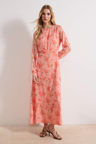 Trendyol Modest Pink Unlined Woven Hijab Dress Tctss26Eb00050