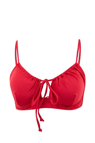 Trendyol Collection Top de bikini roșu tip bralette, acoperit cu tunel TBESS2...