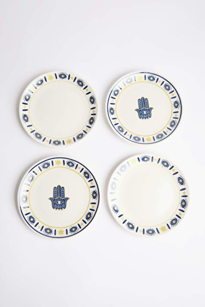 TRENDYOLMİLLA HOME Set de 4 farfurii de prăjituri din porțelan cu modele etni...