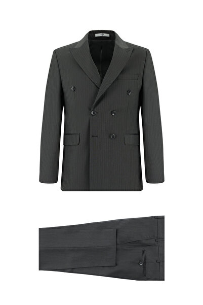 Kiğılı Costum 7 Drop Slim Fit cu dungi, cu două rânduri de nasturi