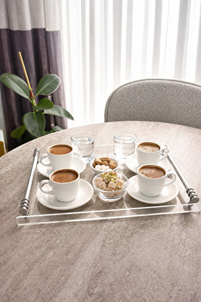 PLEKSİ ORGANİZER Pleksi Silver Yüzük Kulplu Tepsi