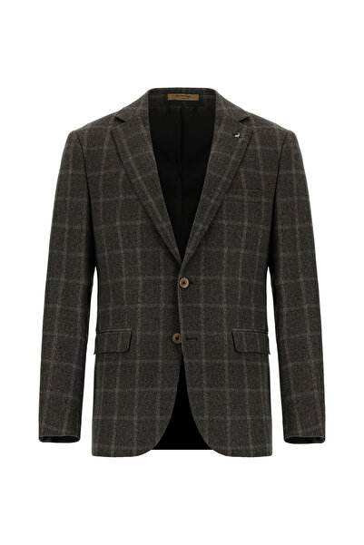 Abdullah Kiğılı 4 Drop Relaxed Fit Rahat Kesim Kareli Kaşmir Ceket