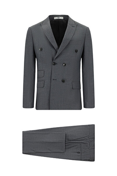 Kiğılı 7 Drop Super Slim Fit Extra Slim Fit Striped Double Breasted Suit
