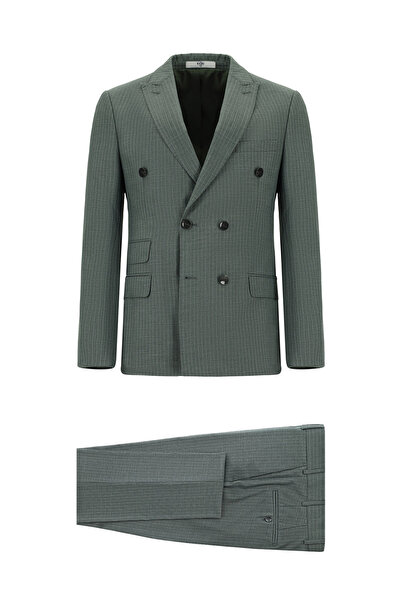 Kiğılı 6 Drop Regular Fit Standart Kesim Çizgili Kruvaze Takım Elbise