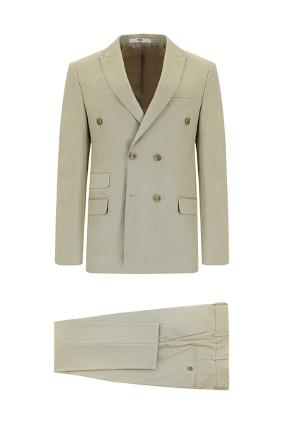 Kiğılı 6 Drop Regular Fit Standart Kesim Çizgili Kruvaze Takım Elbise