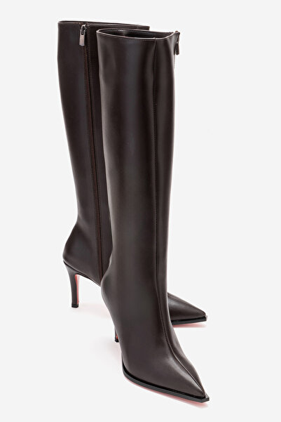 Ayakkabı Ateşi Γυναικείες μπότες με κοντό τακούνι κάτω από το γόνατο με μυτερ...