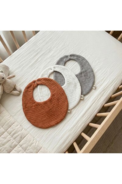 Boho Piccolo Oval 3-Piece 100% Cotton Muslin Baby Feeding Bib Collar Drooling...