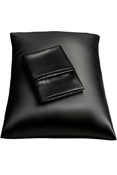 SB SizinBazar 2 Pcs Black Color Silk Satin Pillowcase for Hair and Skin Ruffl...