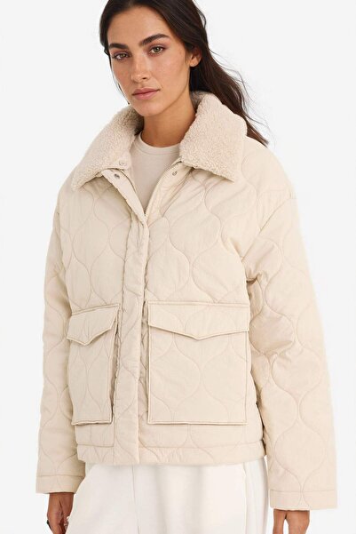 DeFacto Palton cu căptușeală din lână cu guler polo cu potrivire normală F214...