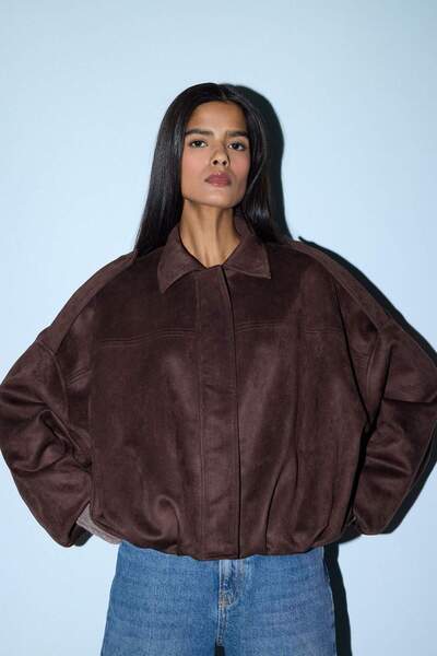 DeFacto Waterproof Regular Fit Suede Coat G0769Ax26Sp