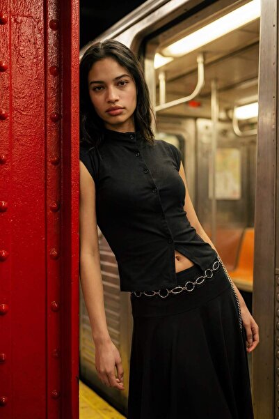 DeFacto Fitted Half Turtleneck Short Sleeve T-Shirt G8087Ax26Sp