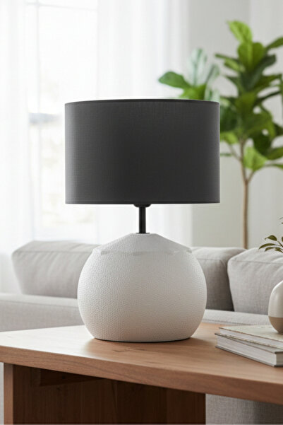 Bahar Aydınlatma Vento Taş Dokulu Açık Gri Gövde Antrasit Başlık Dekoratif Ab...