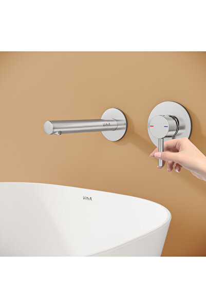VitrA Origin A42581 Ankastre Lavabo Bataryası, İki Rozetli, Sıva Üstü, Krom