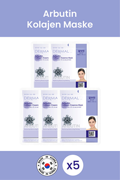 Dermal Beyazlatıcı, Nemlendirici Ve Arındırıcı Arbutin Kolajen Maske 23gr 5 Adet