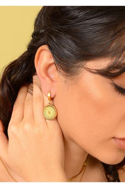 Herisson Duke Nickle Gold Ataturk Silhouette Steel Earrings