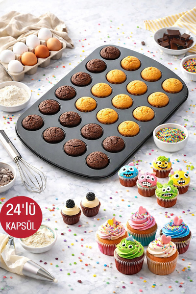 Berdina Home قالب الكعك 24 قطعة كبسولة كب كيك فرن كعكة صغيرة براوني كيكسترا ق...