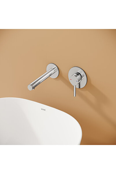 VitrA Origin A42581 Ankastre Lavabo Bataryası, İki Rozetli, Sıva Üstü, Krom