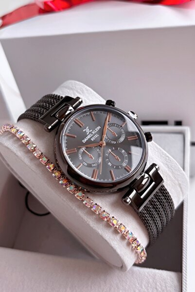 Daniel Klein Orijinal Kadın Kol Saati Siyah Renk Çelik Kordon 3 Atm Su Geçirm...